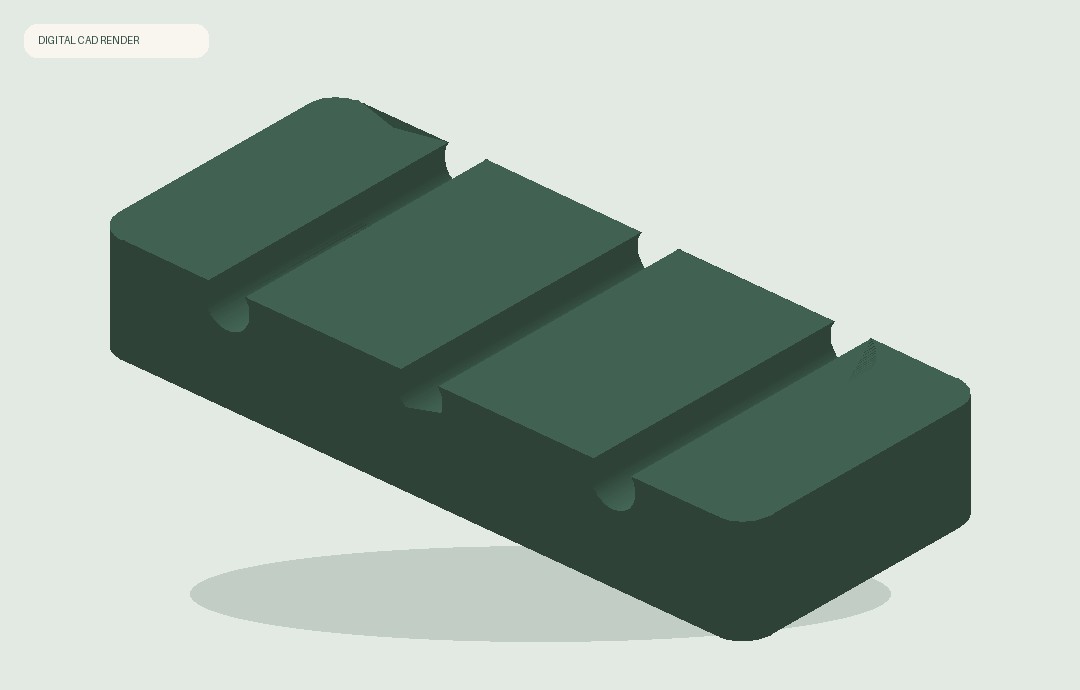 Angled CAD render of Cable Rest prototype
